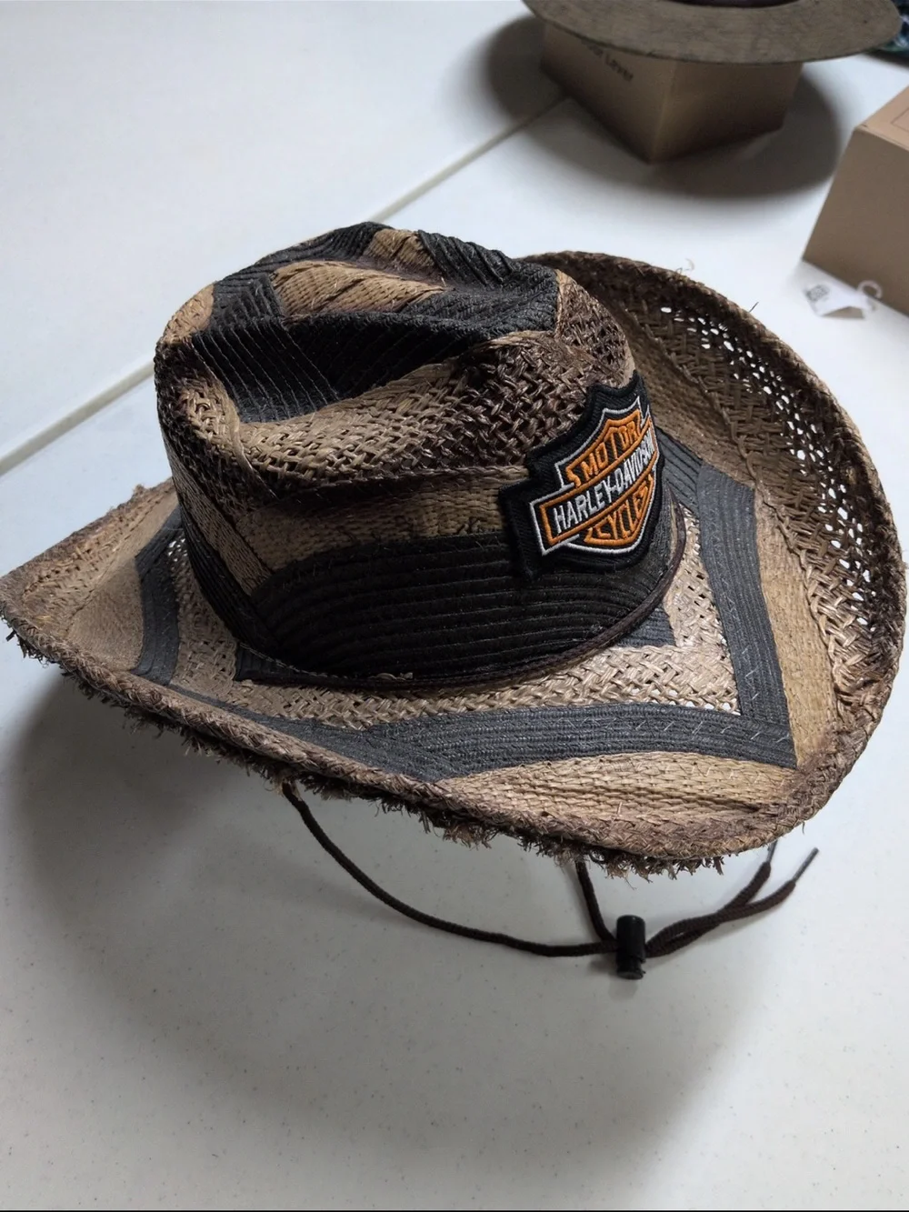 Harley-Davidson Brown & Black Straw Cowboy Hat